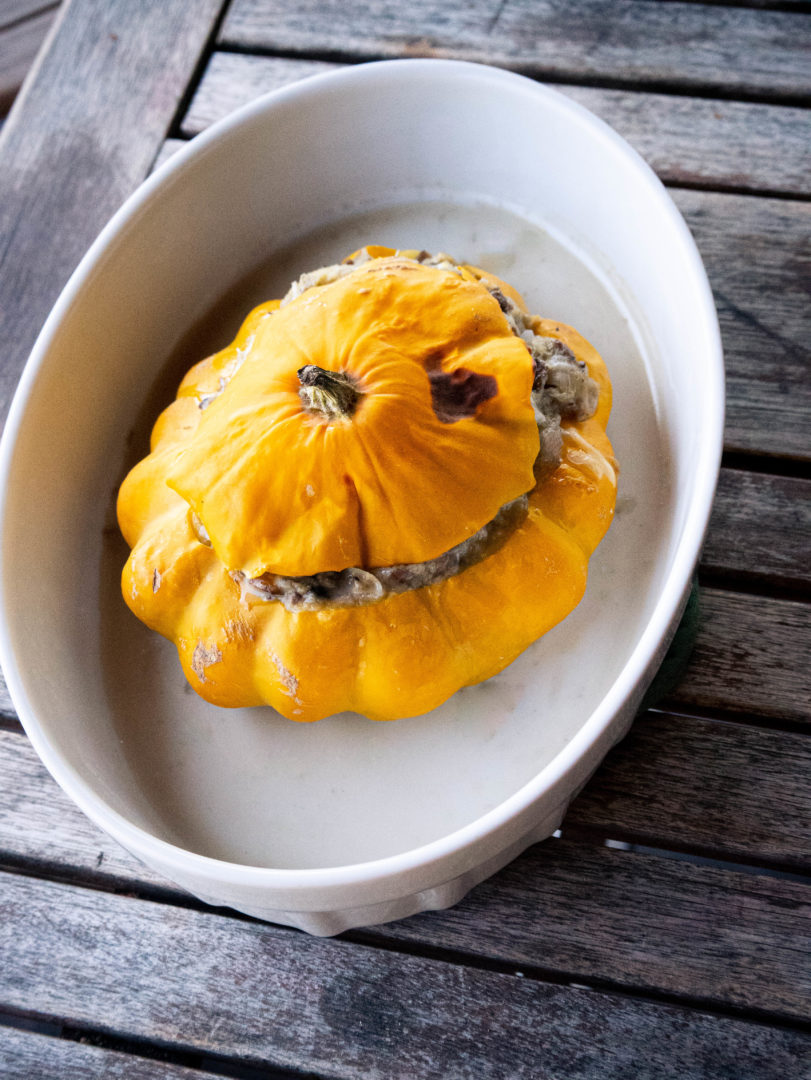 Pâtisson farci aux champignons, un délice!