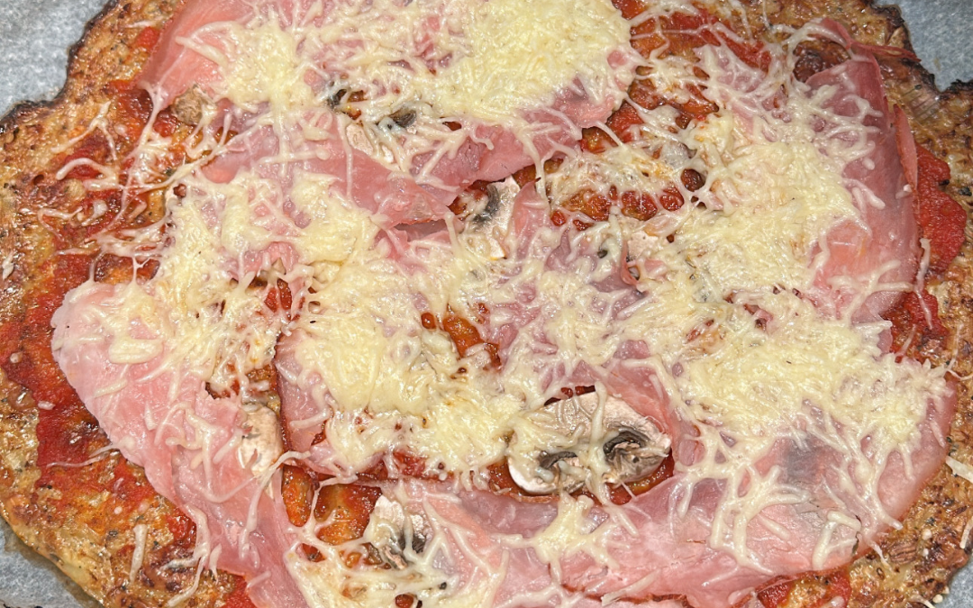Pizza sans gluten et sans farine, base chou fleur